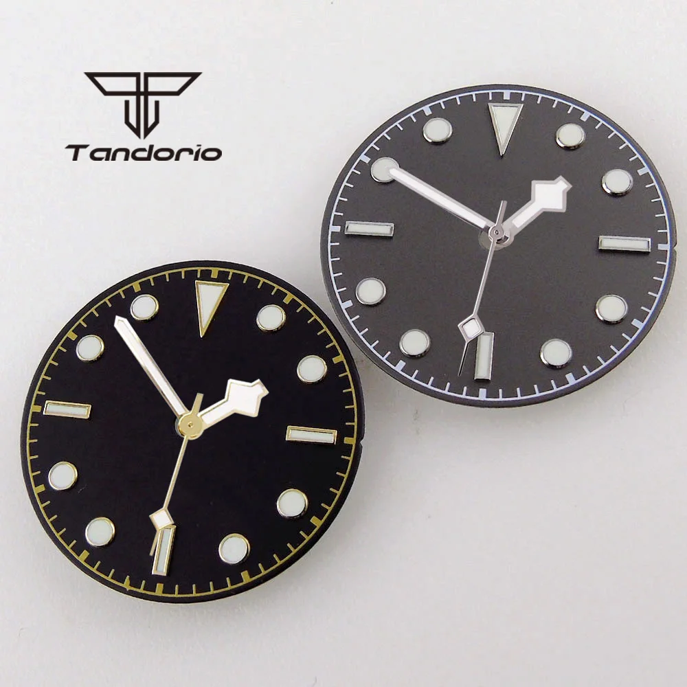 

29mm Black/Grey Watch Dial Golden/White Edge Snowflake Hands Fit NH35A NH36A Miyota 8215 DG2813 ETA2824 PT5000 ST2130 Movement