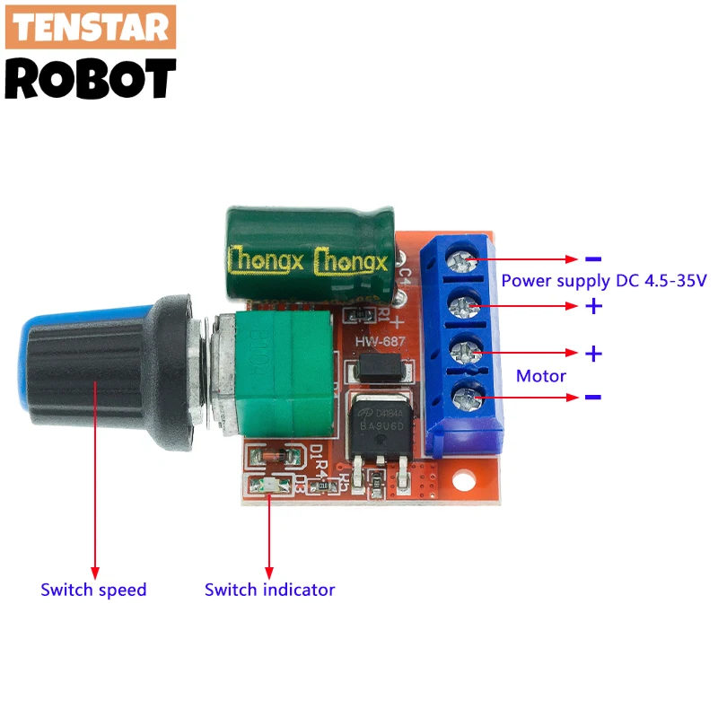 5A 90W PWM 12V DC Motor Speed Controller Module DC-DC 4.5V-35V Adjustable Speed Regulator Control Governor Switch 24V