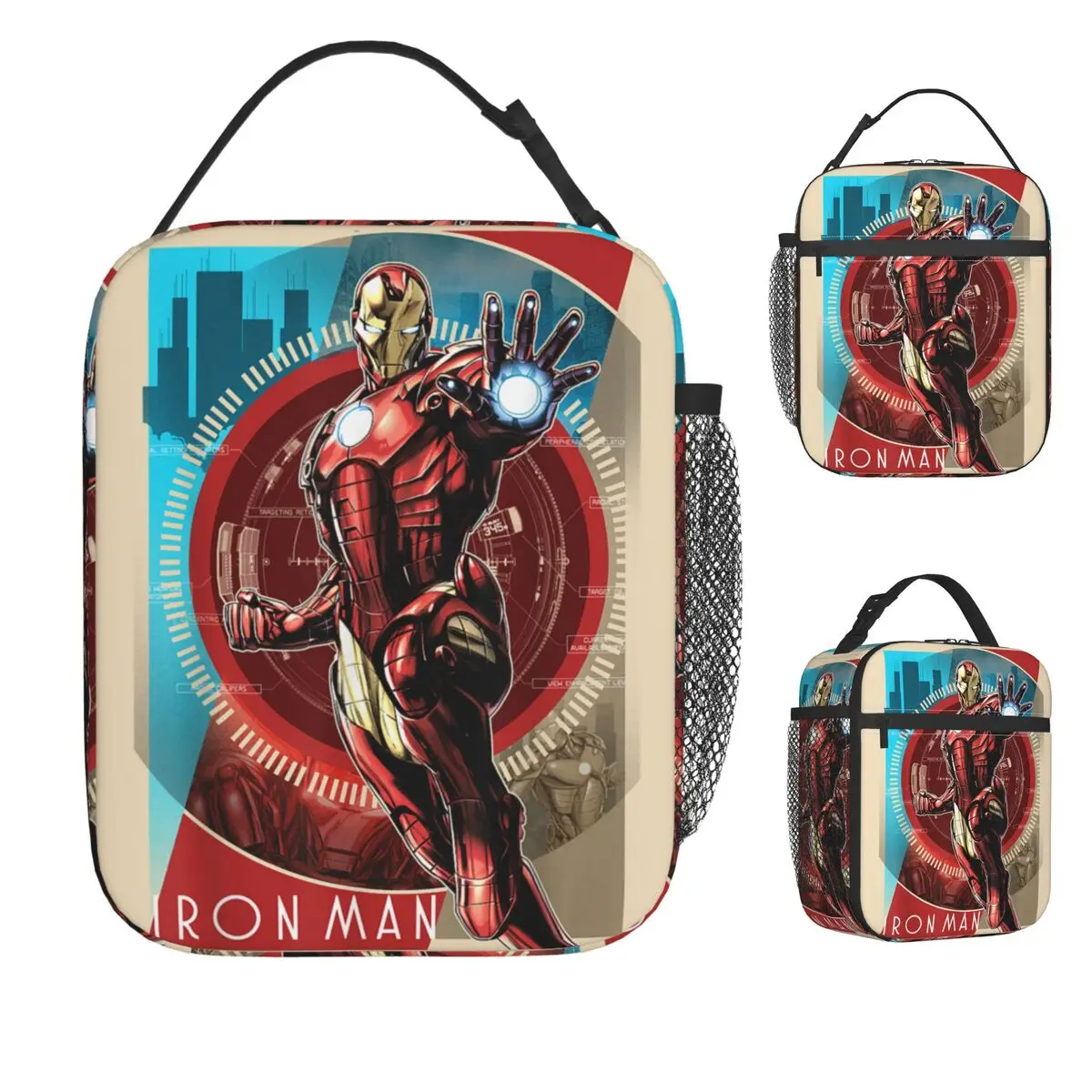 

Iron Man Vintage Tech Poster Lunch Bag Leisure Lunch Box For Women School Portable Insulated Cooler Bag Thermal Lunch Bags