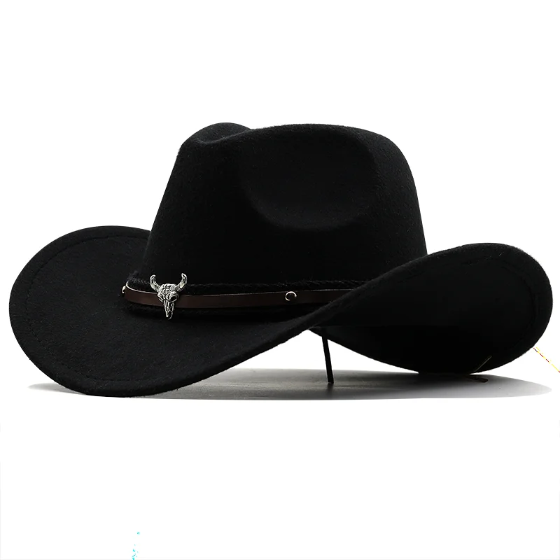 Simple Wome Men Red Wool Chapeu Western Cowboy Hat Gentleman Jazz Sombrero Hombre Cap Dad Cowgirl Hats