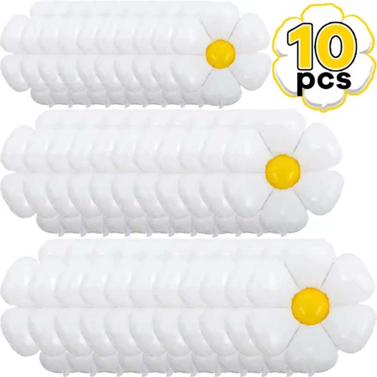 1/10 Stück Gänseblümchen-Ballon, riesige weiße Blumen-Aluminiumfolienballons für Geburtstag, Hochzeit, Gänseblümchen-Party-Dekorationen und Zubehör – Detail 2