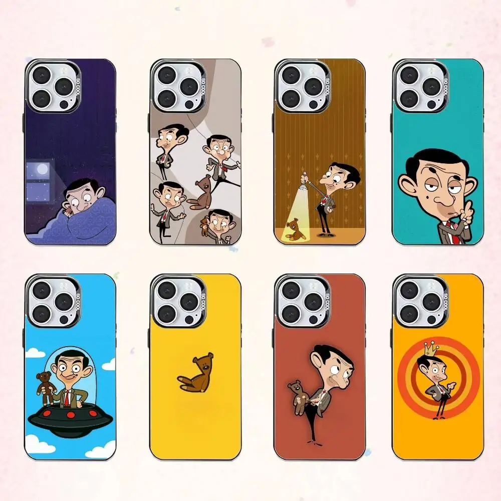 

Веселый чехол для телефона Mr B- BeanS для iPhone 17,16,15,14,13,12,11 Plus, цветной посеребренный внутренний чехол Pro Max