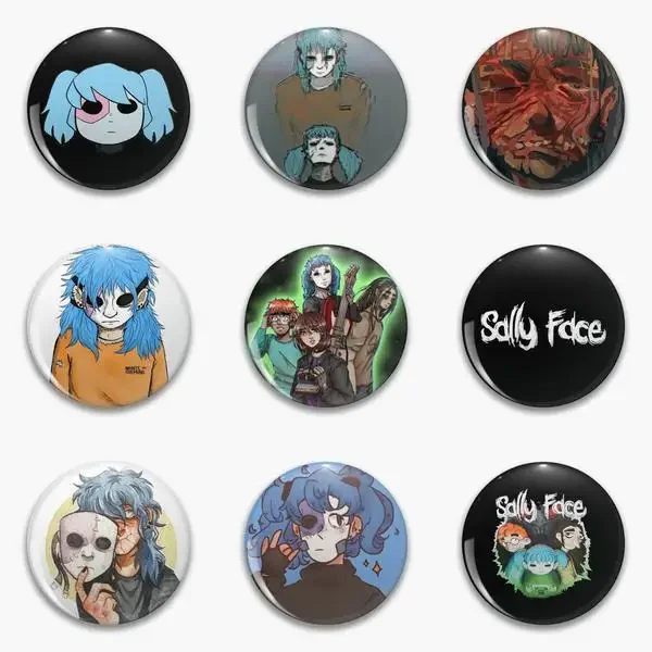 Sally Face Sal Fisher Sf Sallyface Super Hey Soft Button Pin Customizable Jewelry Cartoon Brooch Gift Decor Clothes Creative Hat