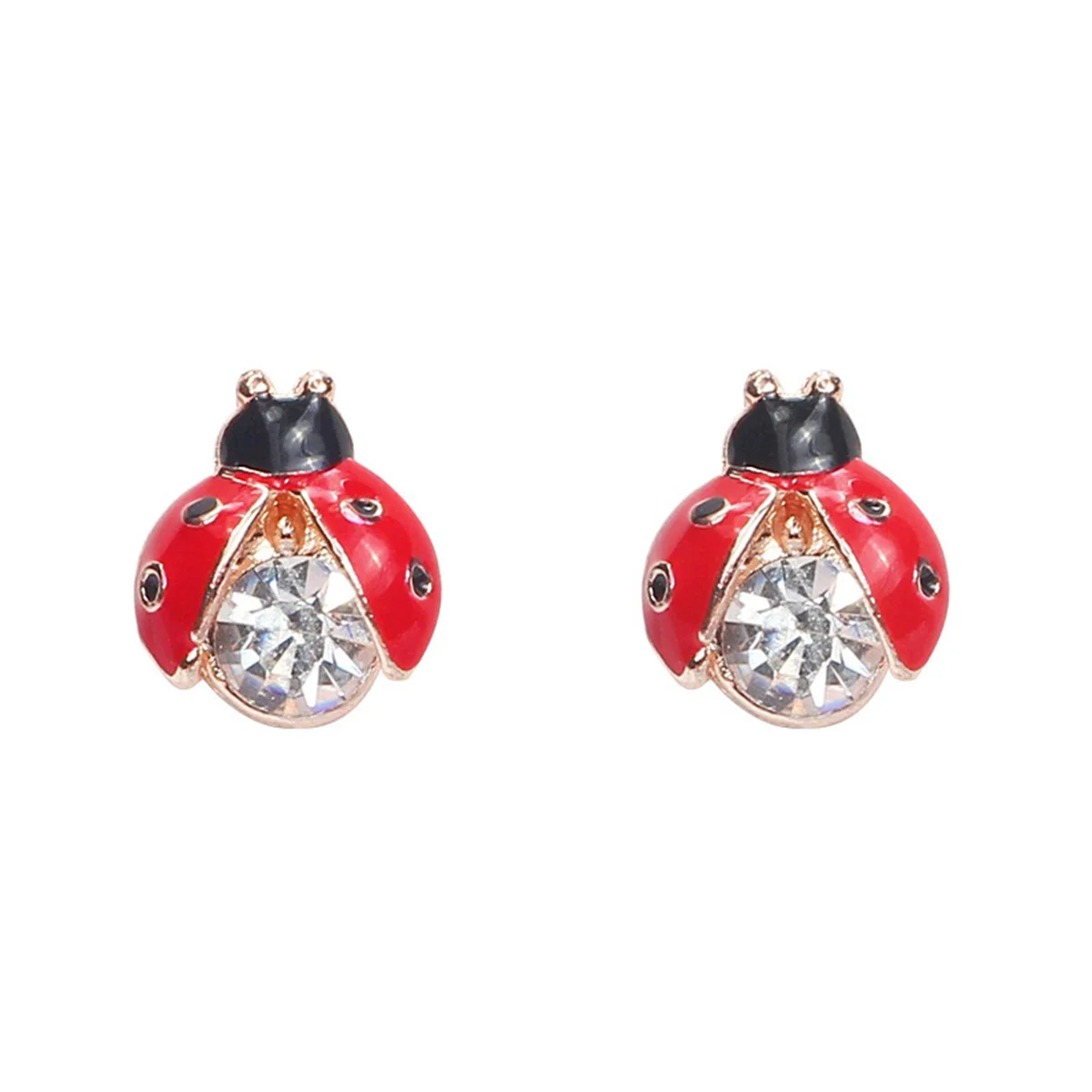 Fashion Cute Red Enamel Ladybug Stud Earrings For Women Vintage Exquisite Lovely Small Insect Animal Earrings Party Jewelry Gift