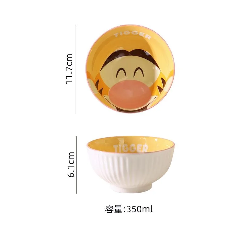 Hot Selling Winnie The Pooh Cute Cartoon Round Ceramic Bowl for Home Restaurant Boys and Girls Eating and Drinking Soup Bowl