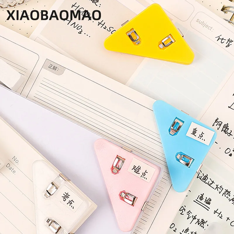 10 PCS/Set PET Color Triangle Book Paper Corner Clip Binder Clips for Desk Storage Shelf Office Desktop Organizer Organization