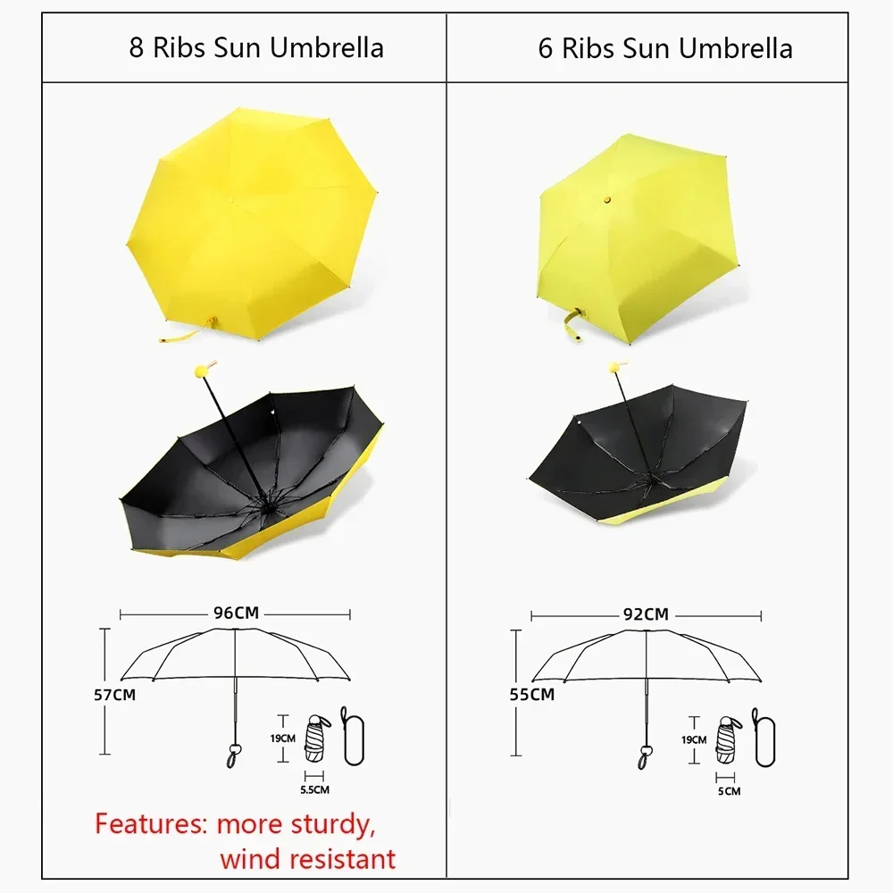 8-Ribs Sun Umbrella Portable Mini Umbrella Sun Protection Capsule Umbrella Parasol with Box UV Folding Pocket  umbrella