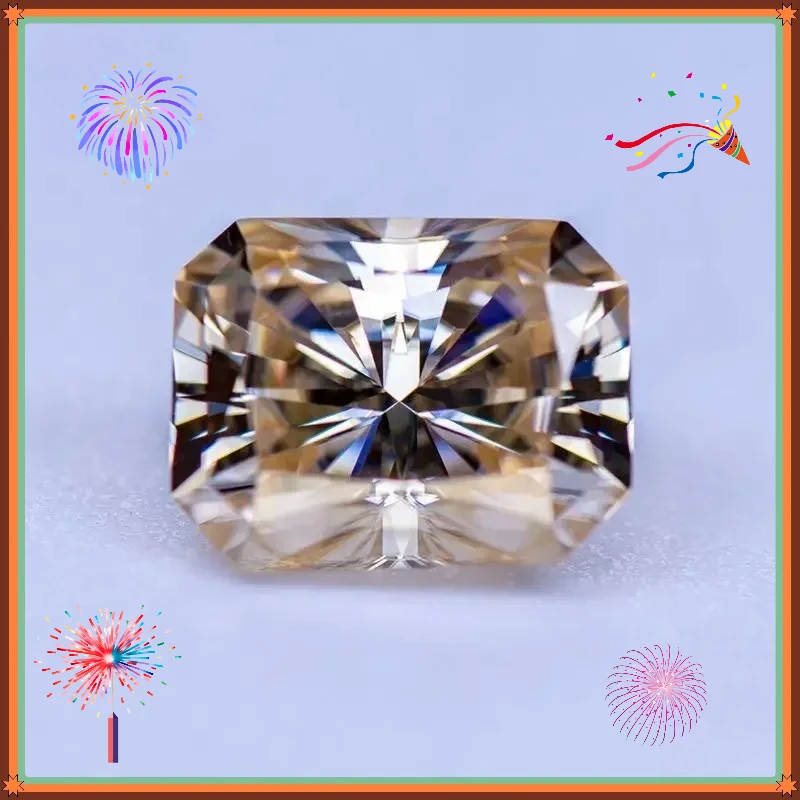 Moissanit-Stein, natürliche Farbe, Teegelb, Radiant-Schliff, im Labor gezüchteter Diamant für die Schmuckherstellung – Detail 8
