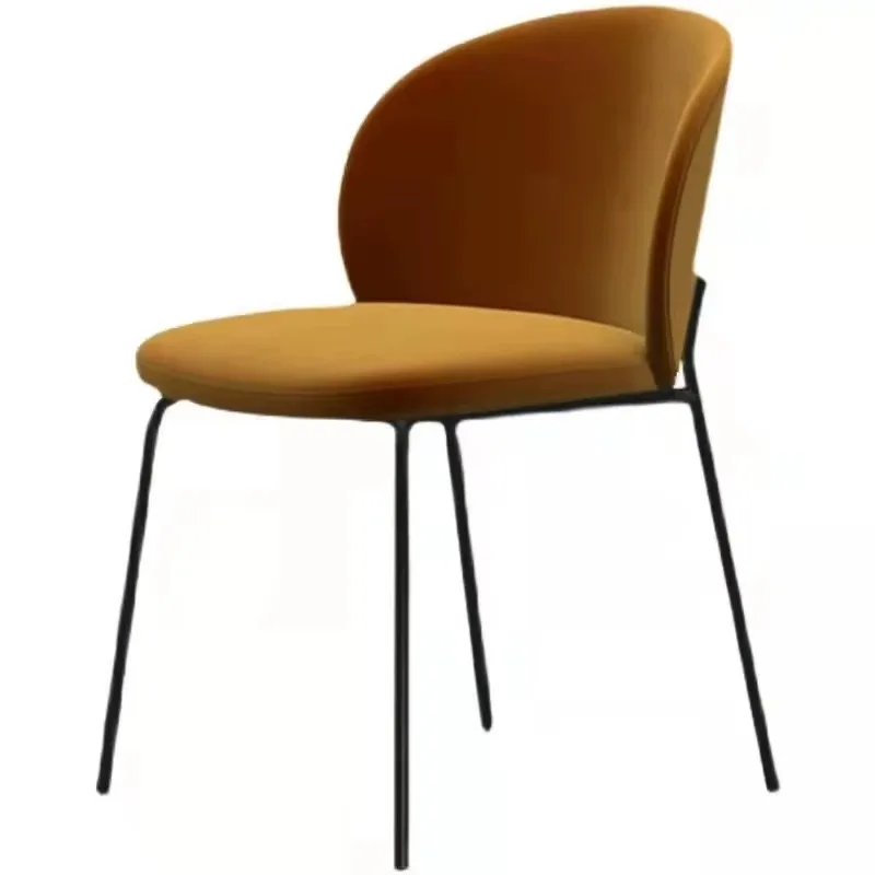 

Upholstered Dining Chair Nordic Modern Minimalist Style with Italian Luxury Iron Metal Light Backrest Home Furniture