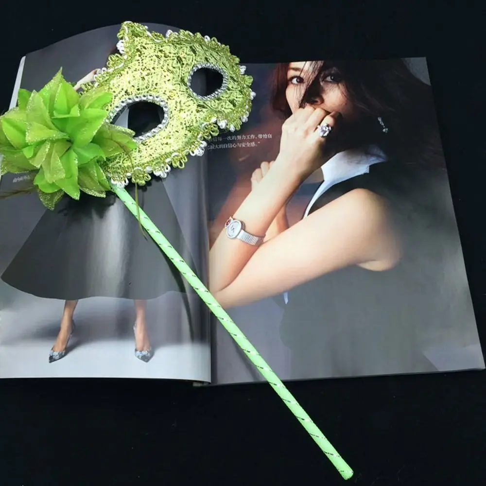 Venetian Party Handheld Masquerade Masks Stick Side Flower Carnival Party Translucent Half Face Mask Festival Costume Party