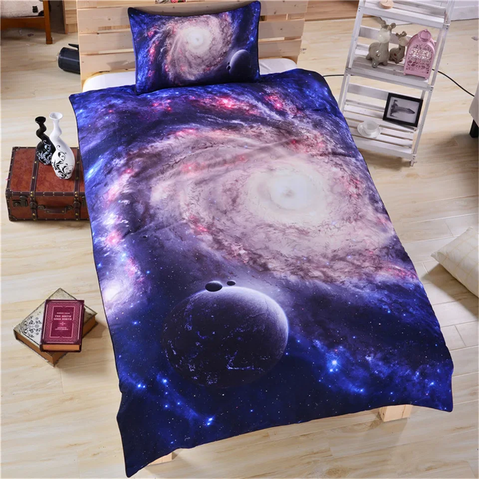 

Galaxy Series Bedclothes Universe Bedding Cover Ded Covers With Pillowcase 100% Hot Dekbedovertrek Set Luxury Double Quality