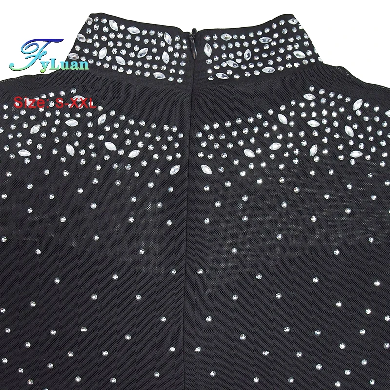 مجموعة شبكية شفافة مرصعة بالألماس بذلة نسائية بأكمام طويلة وسراويل ضيقة مرصعة بأحجار الراين وحفلات الكوكتيل والعطلات #6