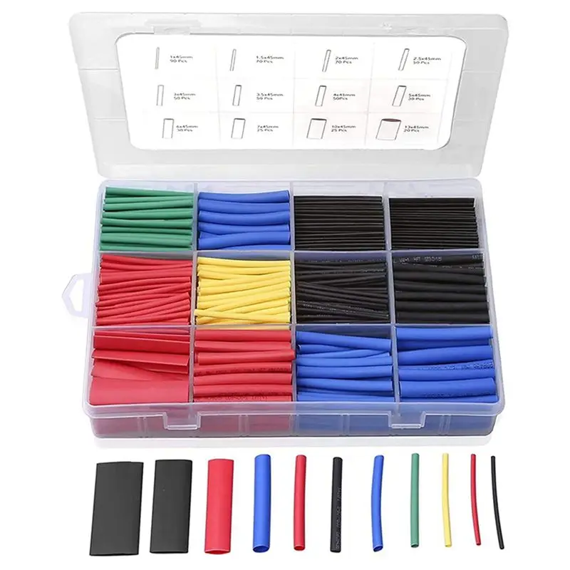 AS94-1120PCS Heat Shrink Tubing, Electrical Wire Cable Wrap Assortment Electric Insulation Heat Shrink Tube Kit With Box