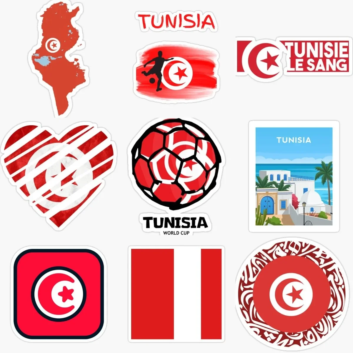 

Creative Tunisia Flag Map Emblem PVC Waterproof Sticker for Decorate Fridge Wall Car Window Helmet Motorcycle Decal Accessories