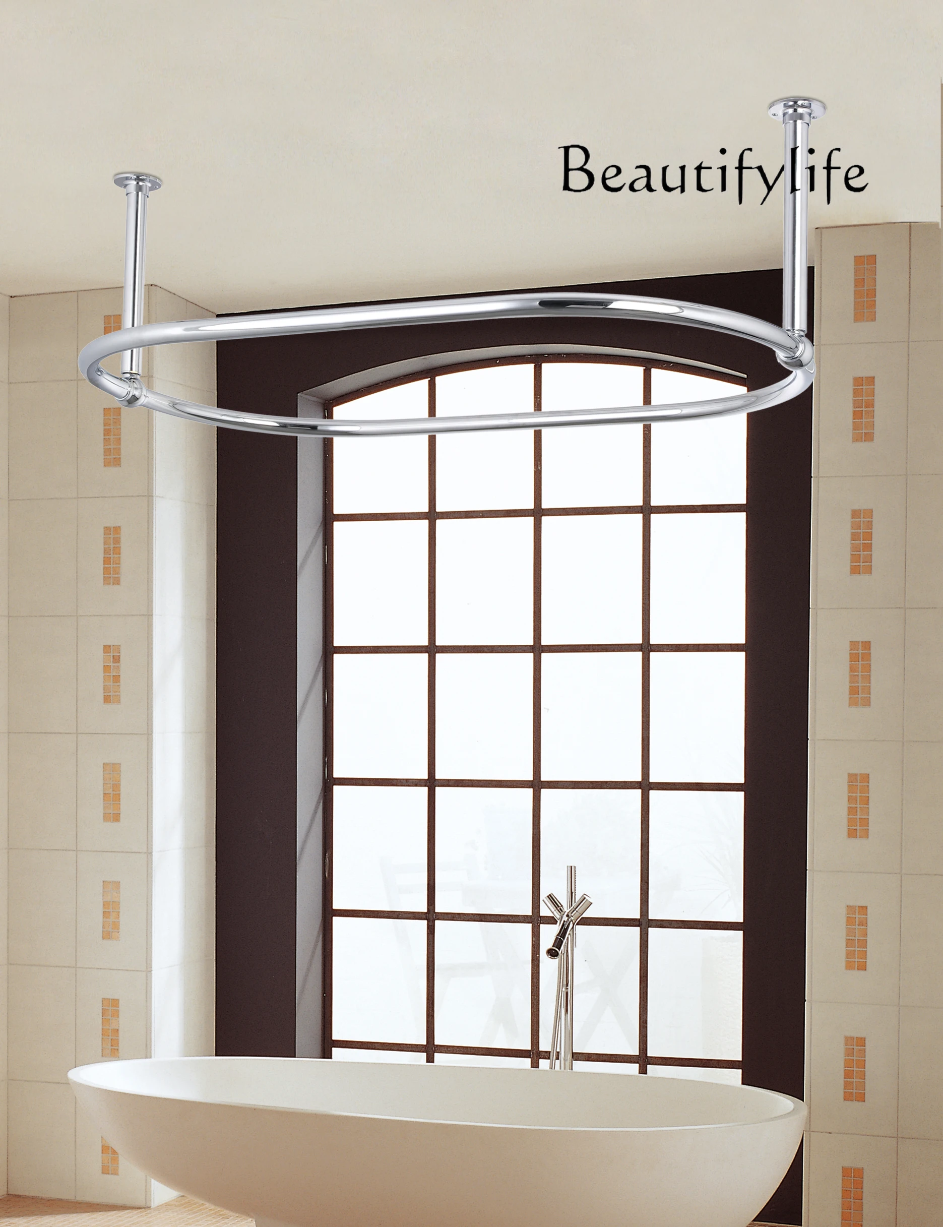 Bathroom shower curtain track retro independent bathtub matching shower curtain ring export round ceiling