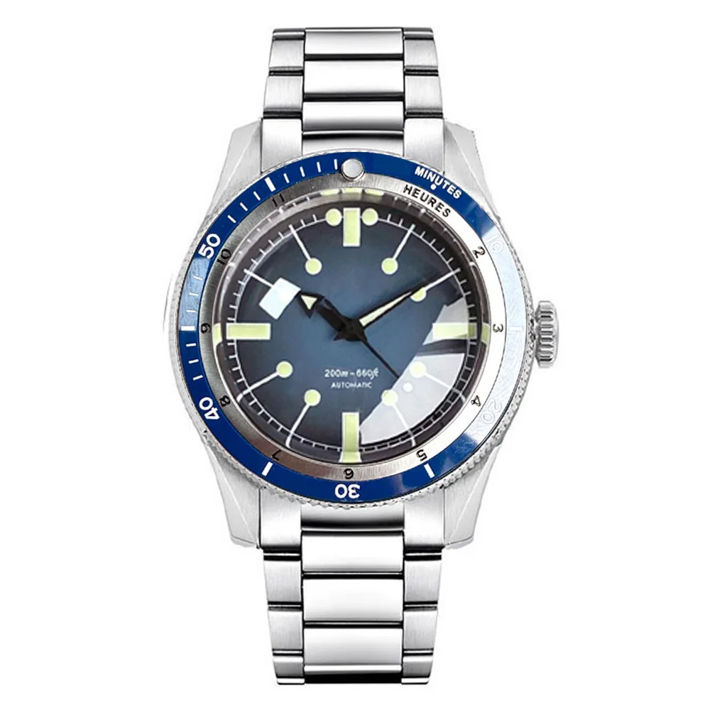 Tandorio Japan NH35A PT5000 Mechanical Mens Watch 20BAR Waterproof Sapphire Luminous Red Black Dial Stainless Steel Bracelet image 3