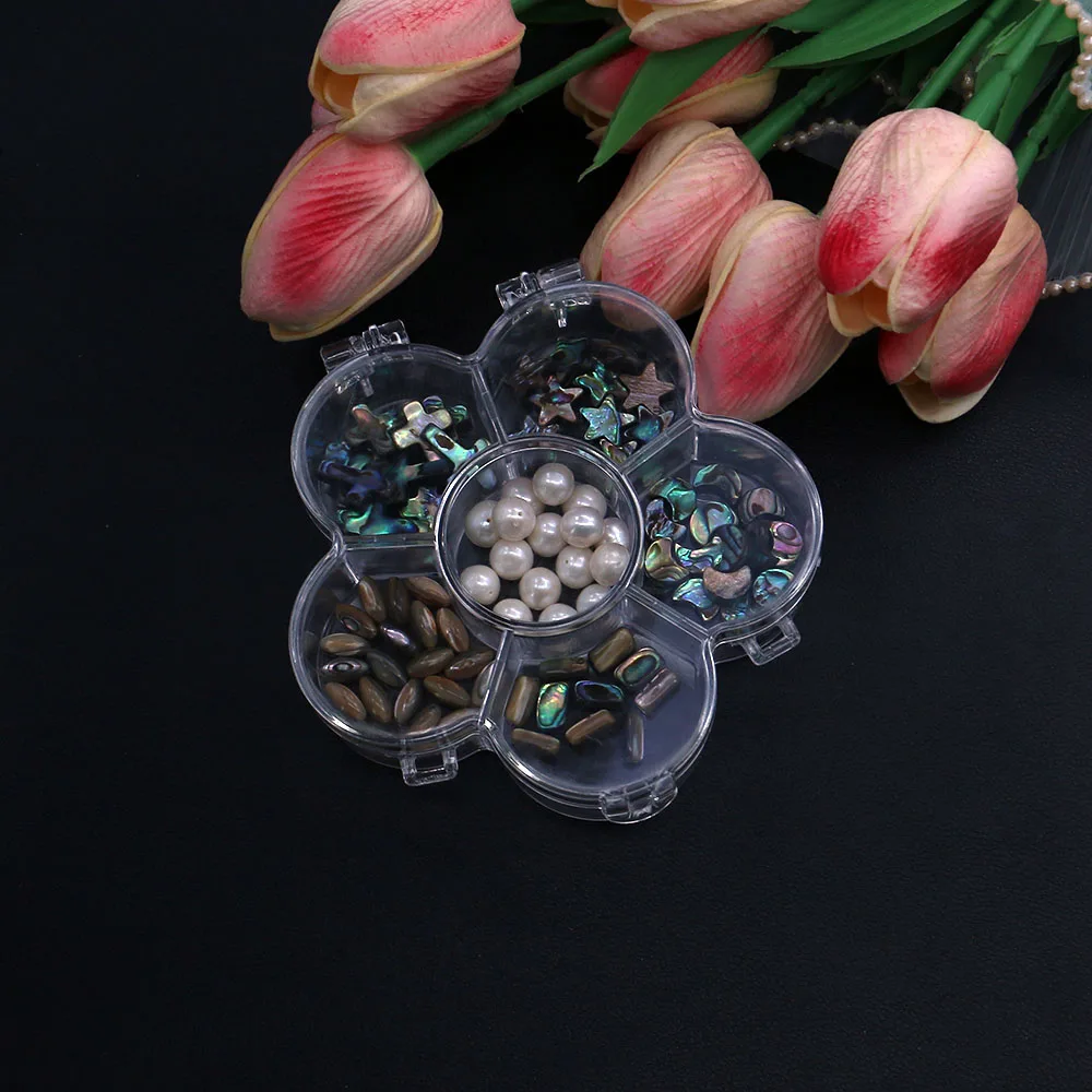 

1pc Flower Shape Transparent Plastic Jewelry Packaging Box 6-Section Design Rings Bead Jewelry Accessory Storage And Display Box