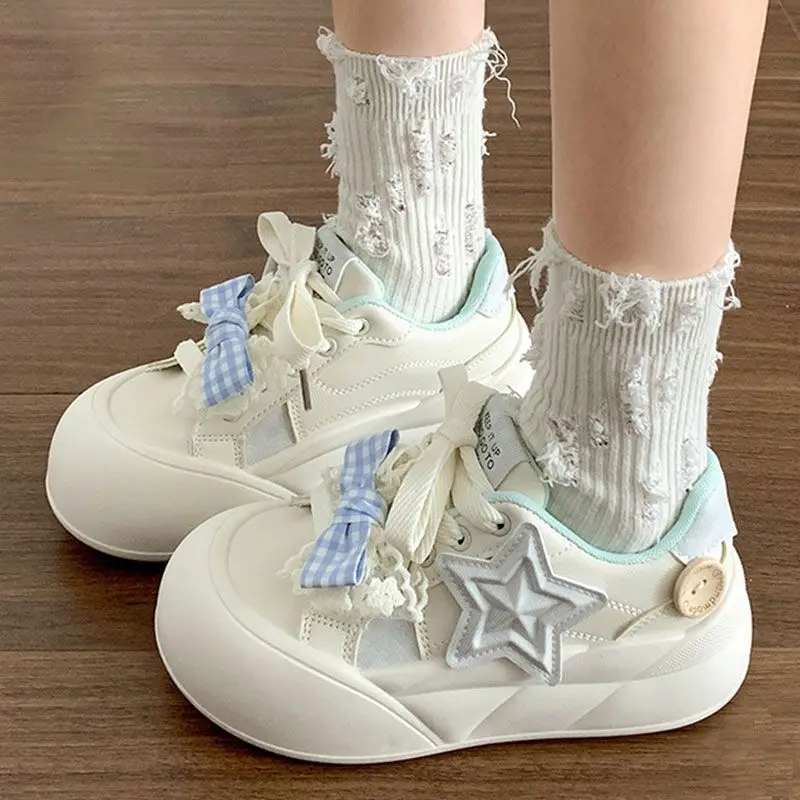 Kids Girls Spring 2026 New Casual Sneakers Thick Sole Height Increase Round Toe Kids Shoes Fashion Footwear