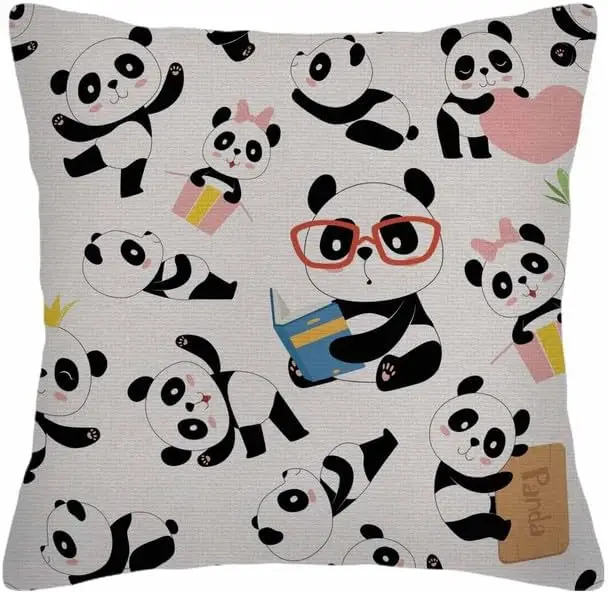 Throw Pillow Covers Panda Asia Bear Animals Pillow Case 18x18 Inch Cushion Cover for Home Party