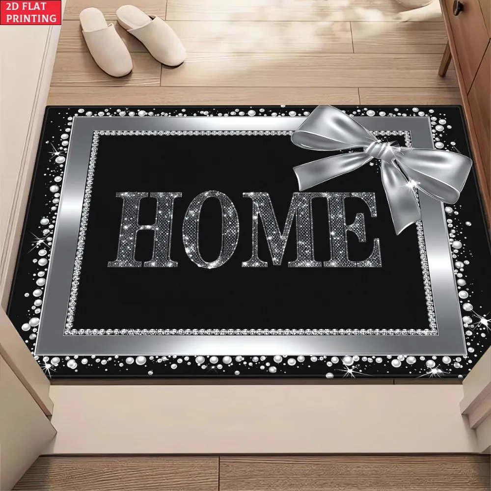 Silver Frame Art Print Floor Mat, Non-Slip Absorbent Washable Rug for Bathroom Kitchen, Outdoor Yoga Picnic Decor