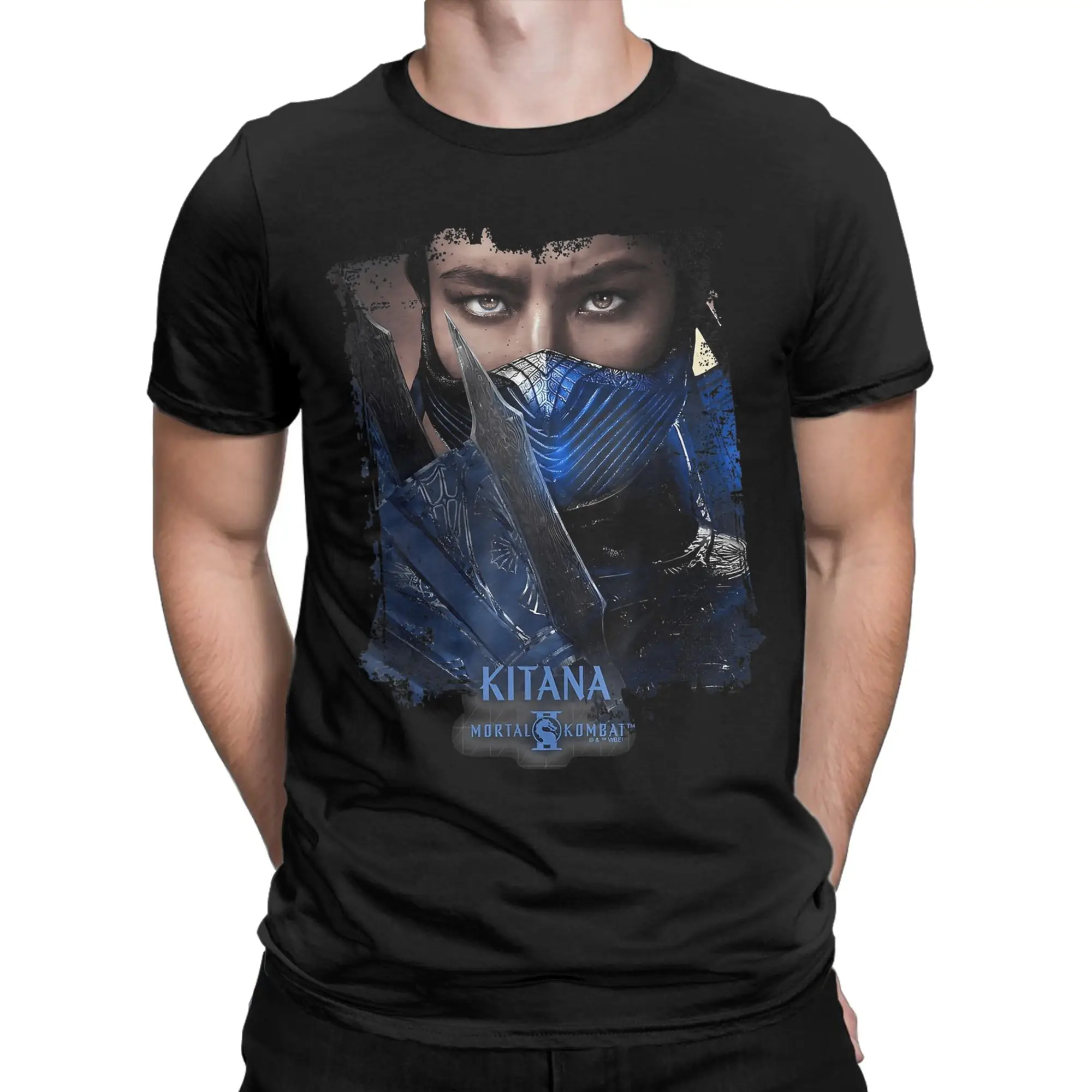 Hip Hop Mortal Kombat 2 Kitana Portrait T Shirt Men's Round Neck Short Sleeve Top Tee  Cotton Summer Tops Shirts