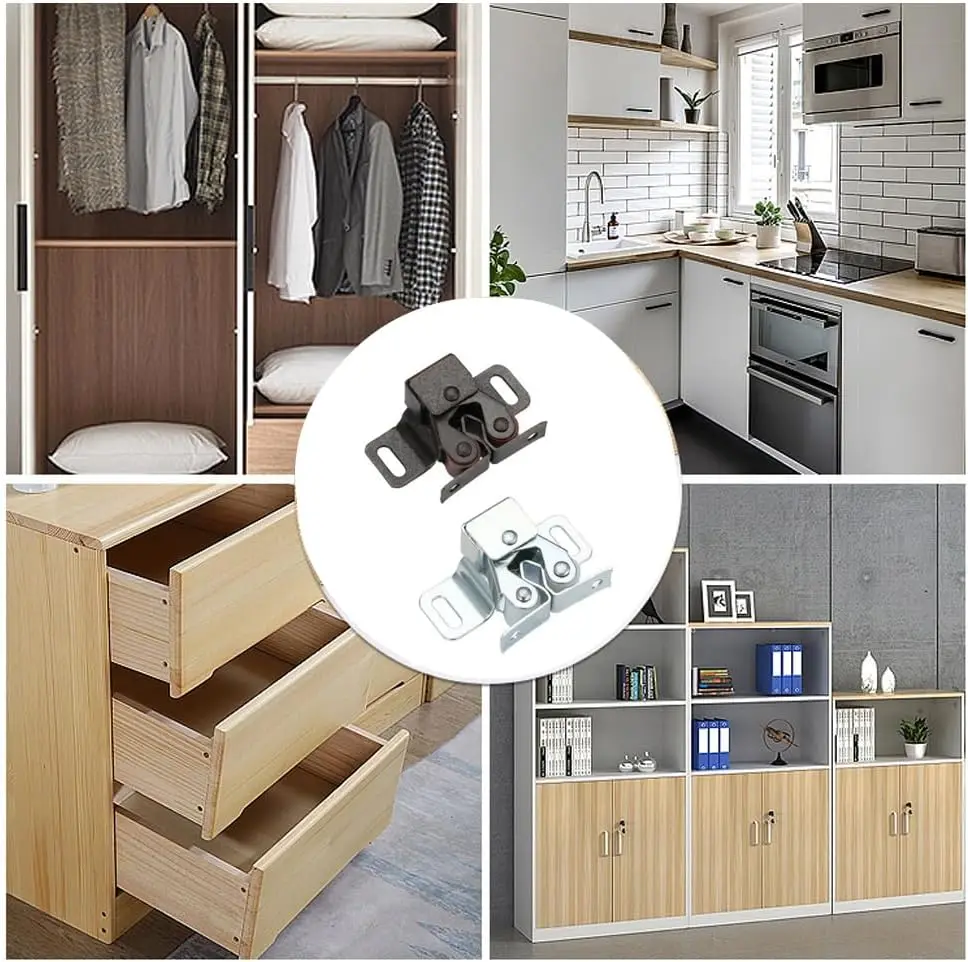 더블 롤러 강력한 홀드 찬장 캐비닛 문짝 캐치, 가정용 가구용 캐비닛 문짝 래치