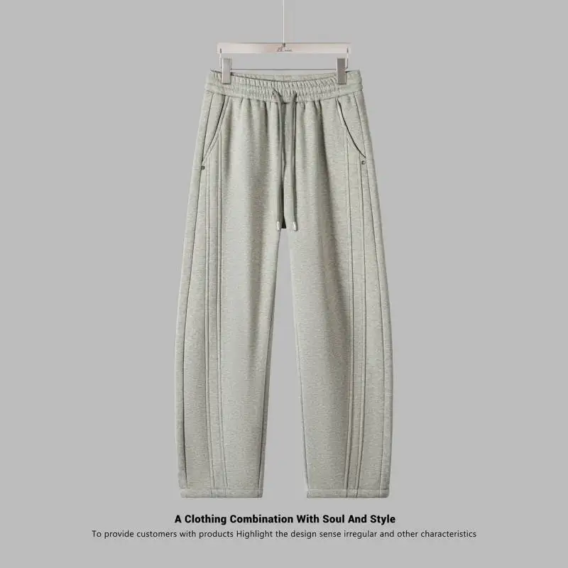 

Мужские брюки Thiened Straight Leg: свободные, широкие, в американском стиле, с эффектом складок, повседневные, теплые, спортивные штаны