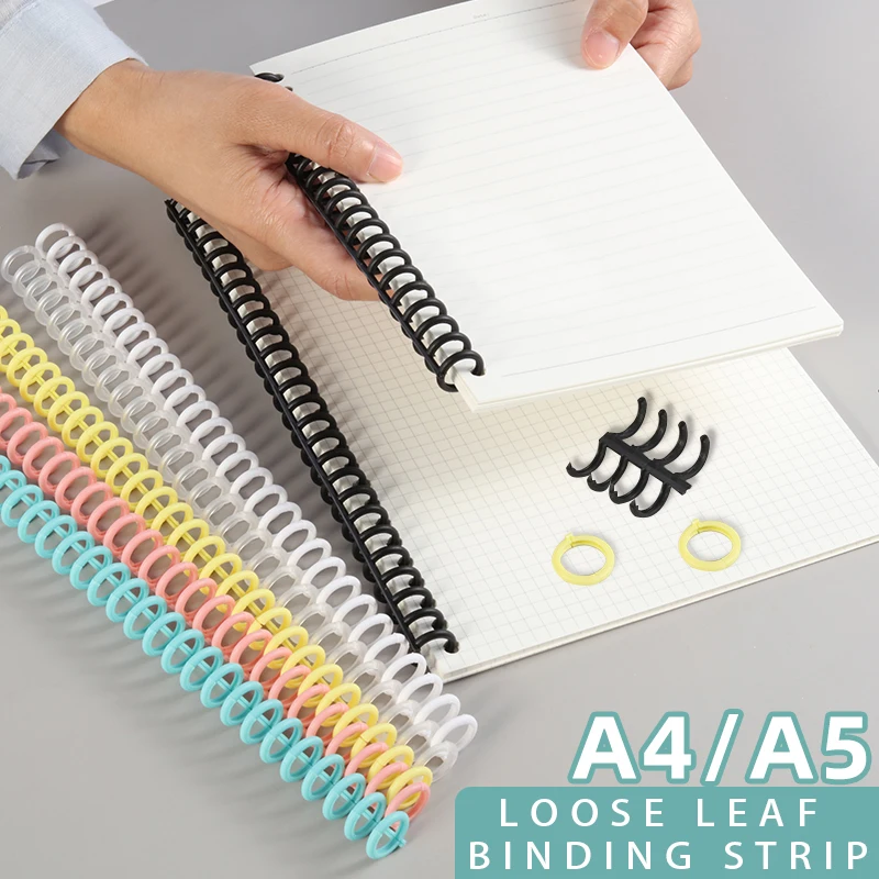 10Pcs A4/B5 Soft Plastic Loop Wire Binding Rings for Loose-Leaf Notebooks Spiral Coil Binding Strips Fastener Rings