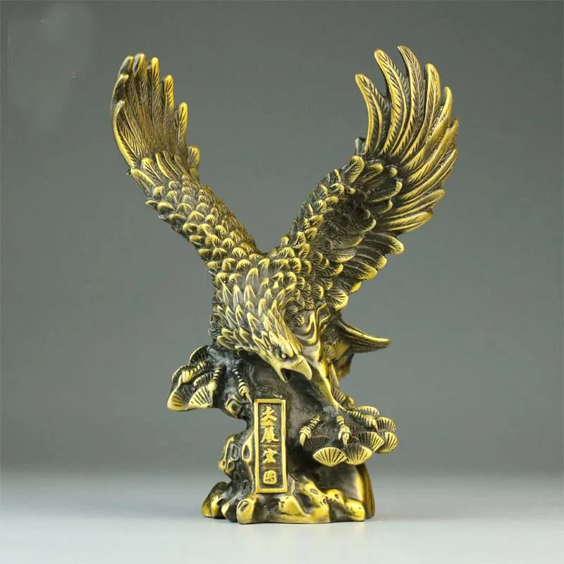 GOOD LUCK Auspicious ornament living room Company Decorative ART  ZHAO CAI Success Eagle BRONZE Statue DA ZHAN HONG TU work