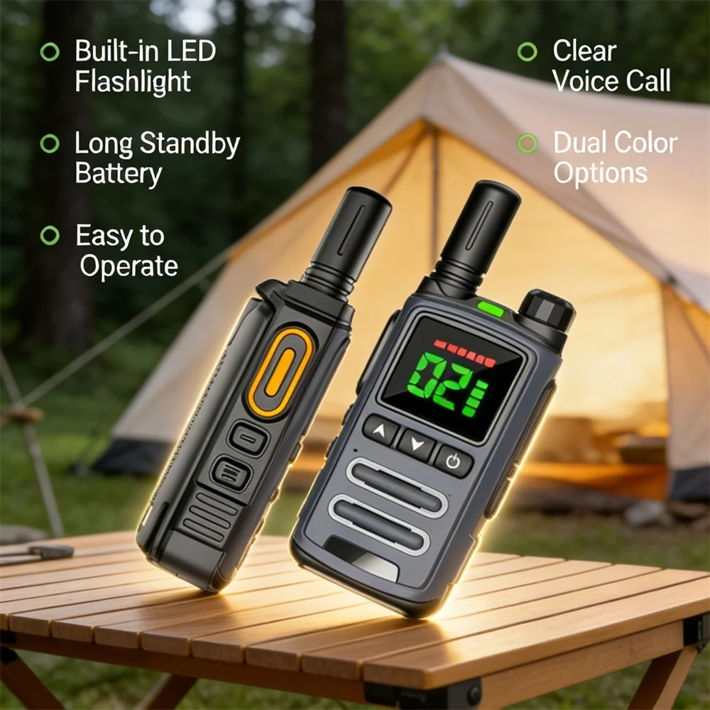 Mini Walkie Talkies LCD Screen Long Range Two Way Radio CTCSS DCS 16 Channels Rechargeable Handheld for Adults Camping Hiking