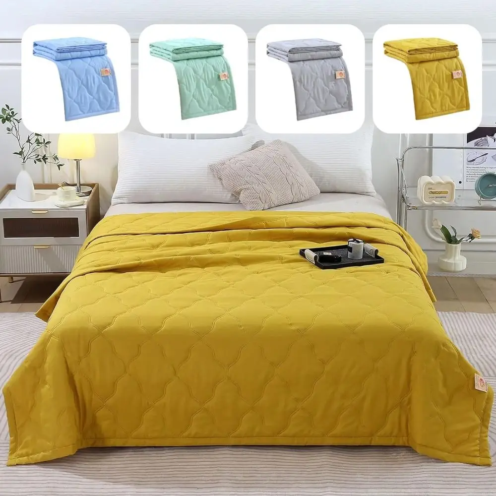New Double Sided Cooling Blanket Skin-Friendly Breathable Conditioning Quilt Solid Color Spring Summer Cooler Quilt