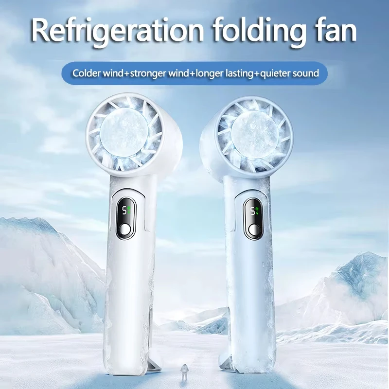 

Портативный вентилятор Мини-ручной вентилятор Перезаряжаемый через USB турбовентилятор Складной ручной вентилятор Маленький вентилятор для охлаждения льда с аккумулятором 4000 мАч