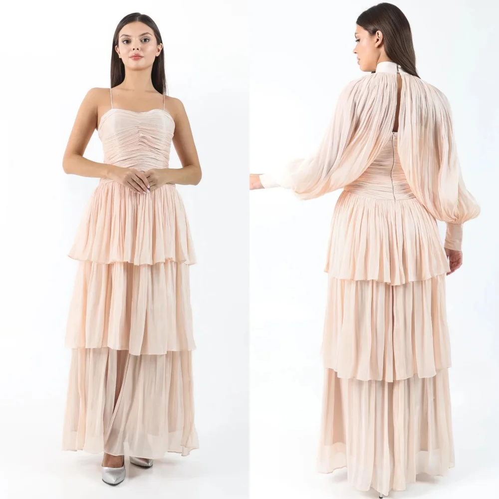

Customized Chiffon Pleat Evening Shawl Wedding A-line Midi Dresses Bespoke Occasion Simple Elegant Party Gown High Quality