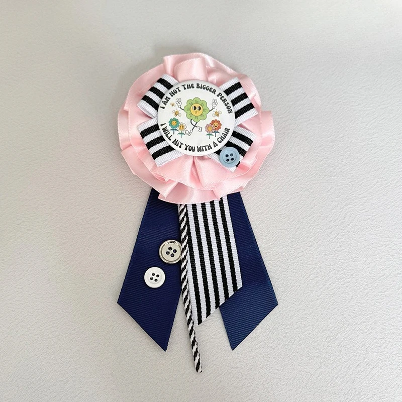 Graduation Season Badge Brooch for Women Handmade Ribbon Lapel Pins for Clothes Backpack Memorial Gift Accessory