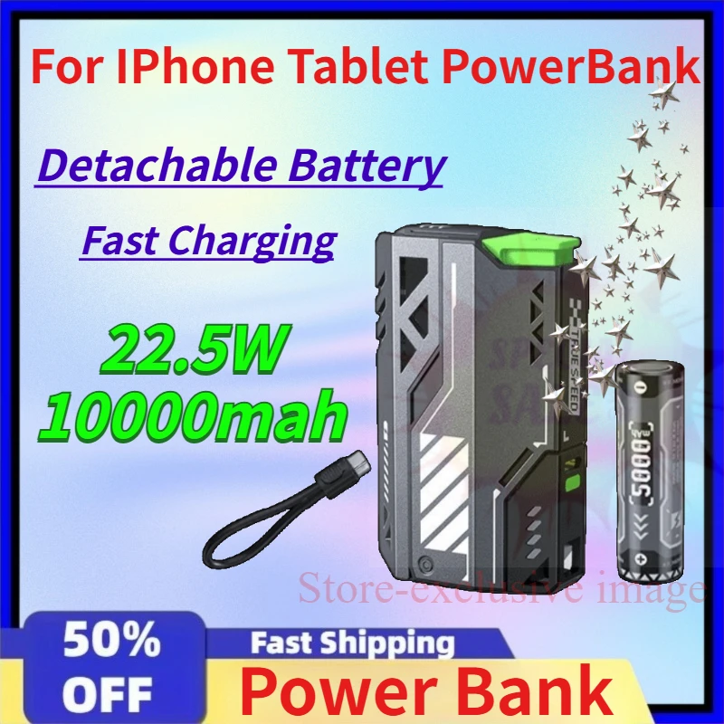 High quality 22.5W 10000mah Power Bank Detachable Battery Fast Charging Portable External Battery for IPhone Tablet PowerBank