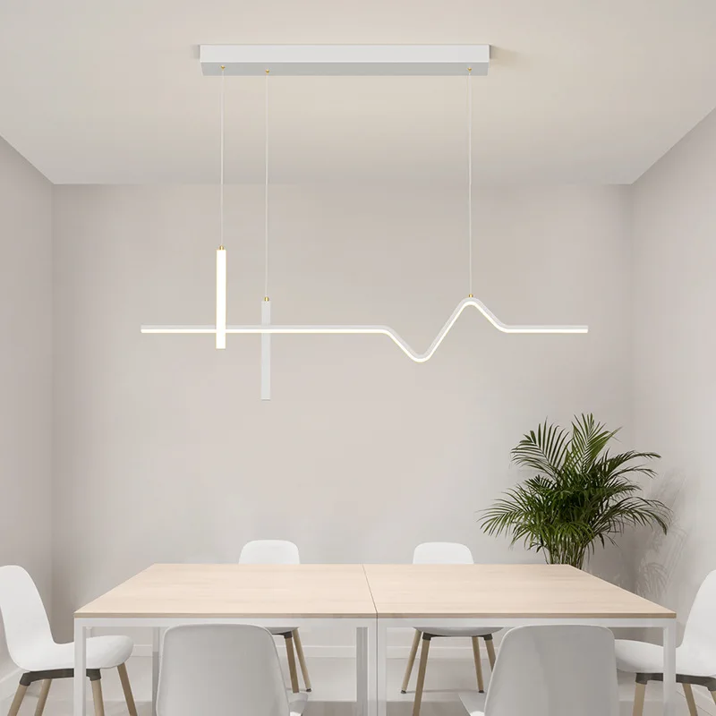 

Nordic Pendant Lights Hanging Lamp Table LED Long Linear Light With Spotlights Kitchen Island Lighting for Dining Living Room