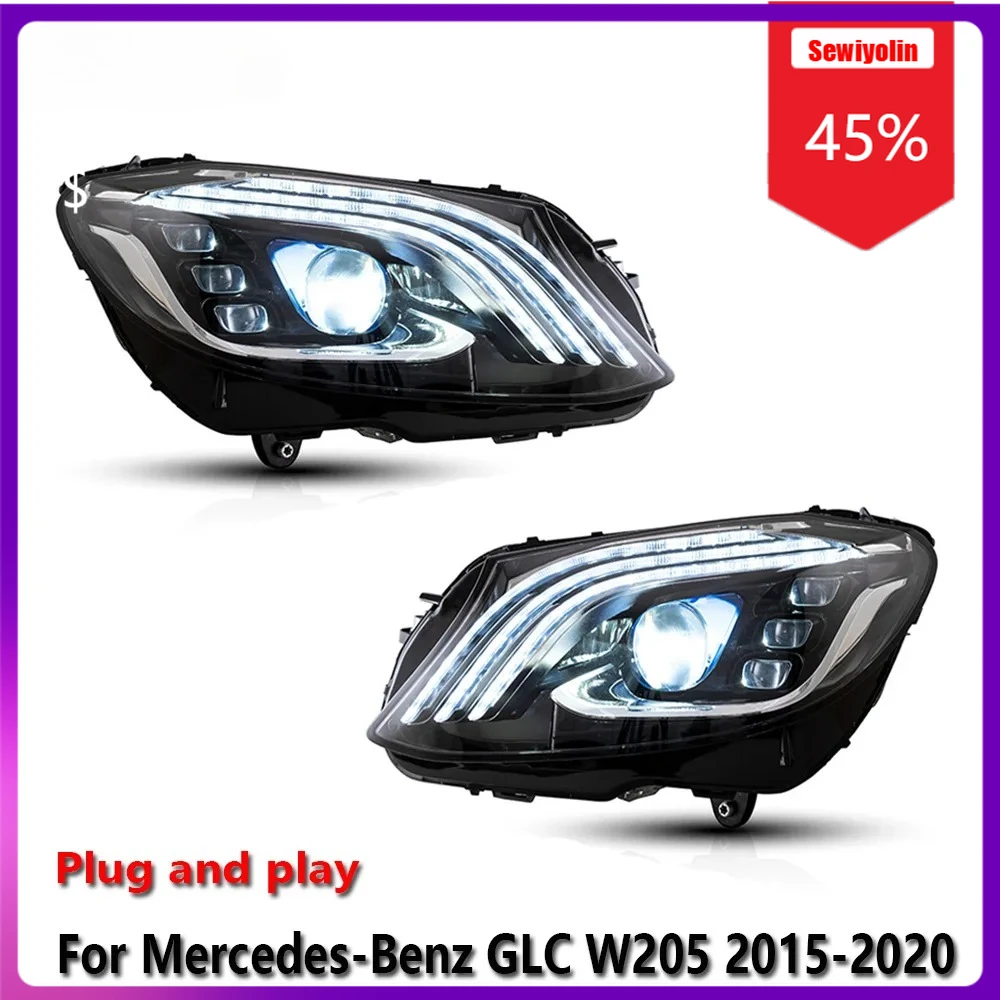 

Автомобильные светодиодные лампы Sewiyolin в сборе для Benz GLK W205 2015-2020, противотуманные фары DRL, стоп-сигналы поворота Plug and Play