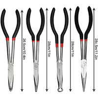 4pcs/set Long Needle Nose Pliers Set, 4 In 1 Bent Needle Nose Pliers 90 Degree, 11 Inch Spark Plug Wire Removal Tool