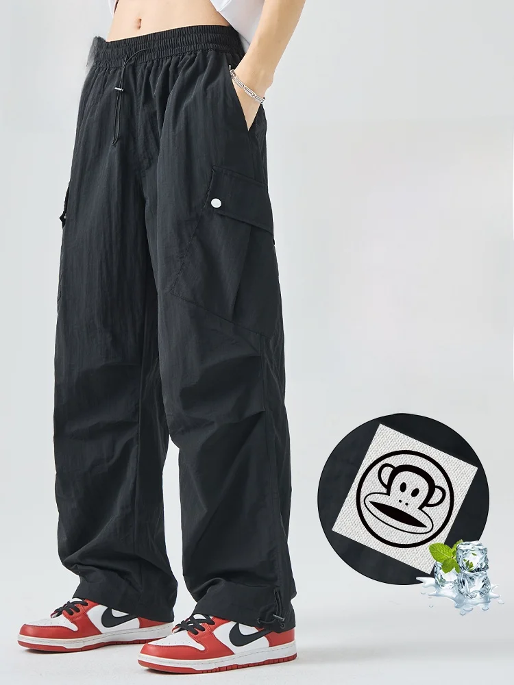 

Мужские летние брюки Paul Frank American Style Casual из ледяного шелка, быстросохнущие, тонкие, свободные, прямого кроя, рабочие брюки