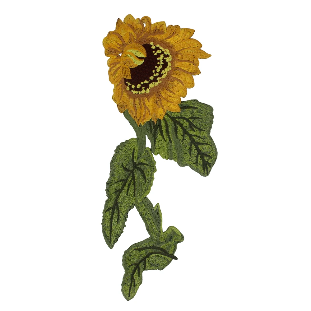 13.3CM X 36CM Large Sunflower Embroidered Patch For Clothing Appliques Sew On Patches