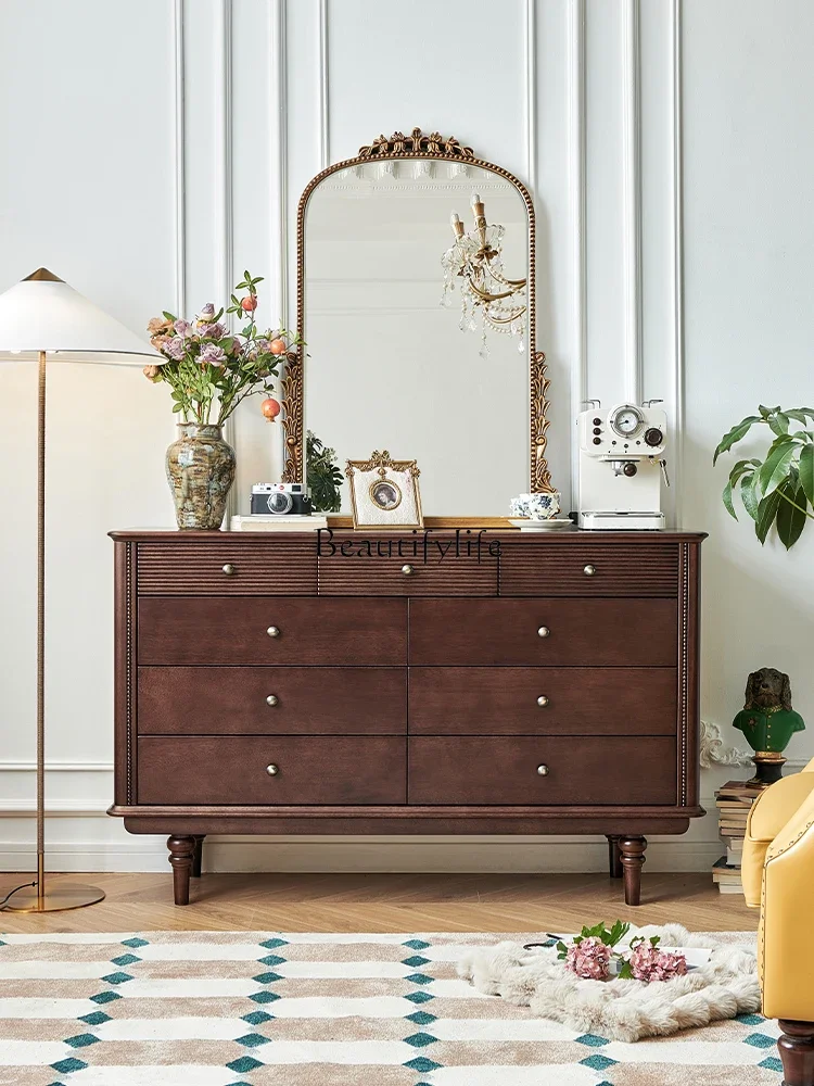 

FG52-Retro style nine chest cabinets all solid wood French medieval living room against the wall