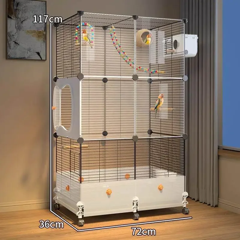 Parrot bird cage household large luxury ecological villa new splash-proof barbed wire tiger skin pet cage