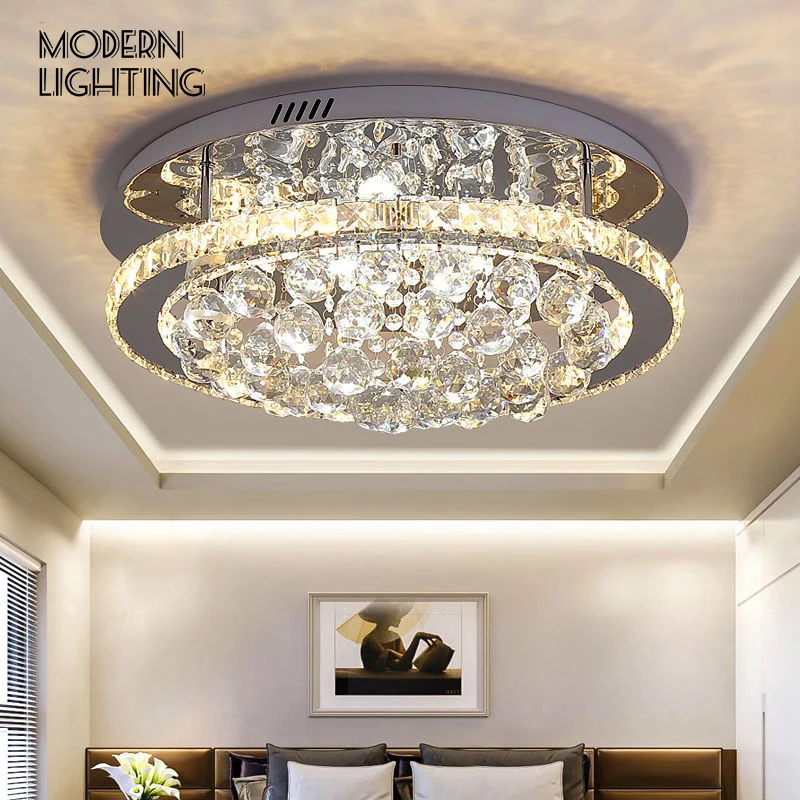 

Modern K9 Crystal Chandelier Led For Dining Room Stainless Steel Ceiling Lamp Light Fixture Kitchen Lustres Luminaire Pendant