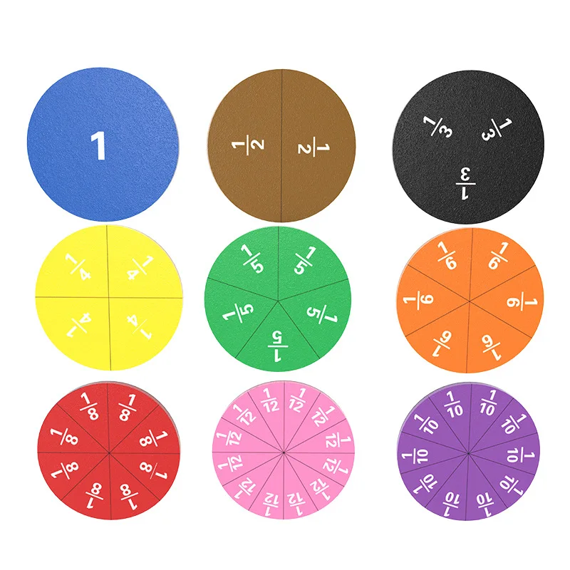 51pcs Round EVA Fraction Counting Chips Set Numbered Circles Educational Math Manipulatives for Kids Learning Basic Skills