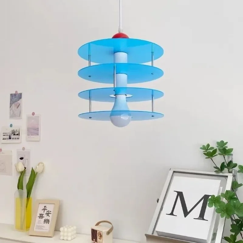 Color blocking dopamine acrylic pendant light, bedroom cute small apartment decoration light