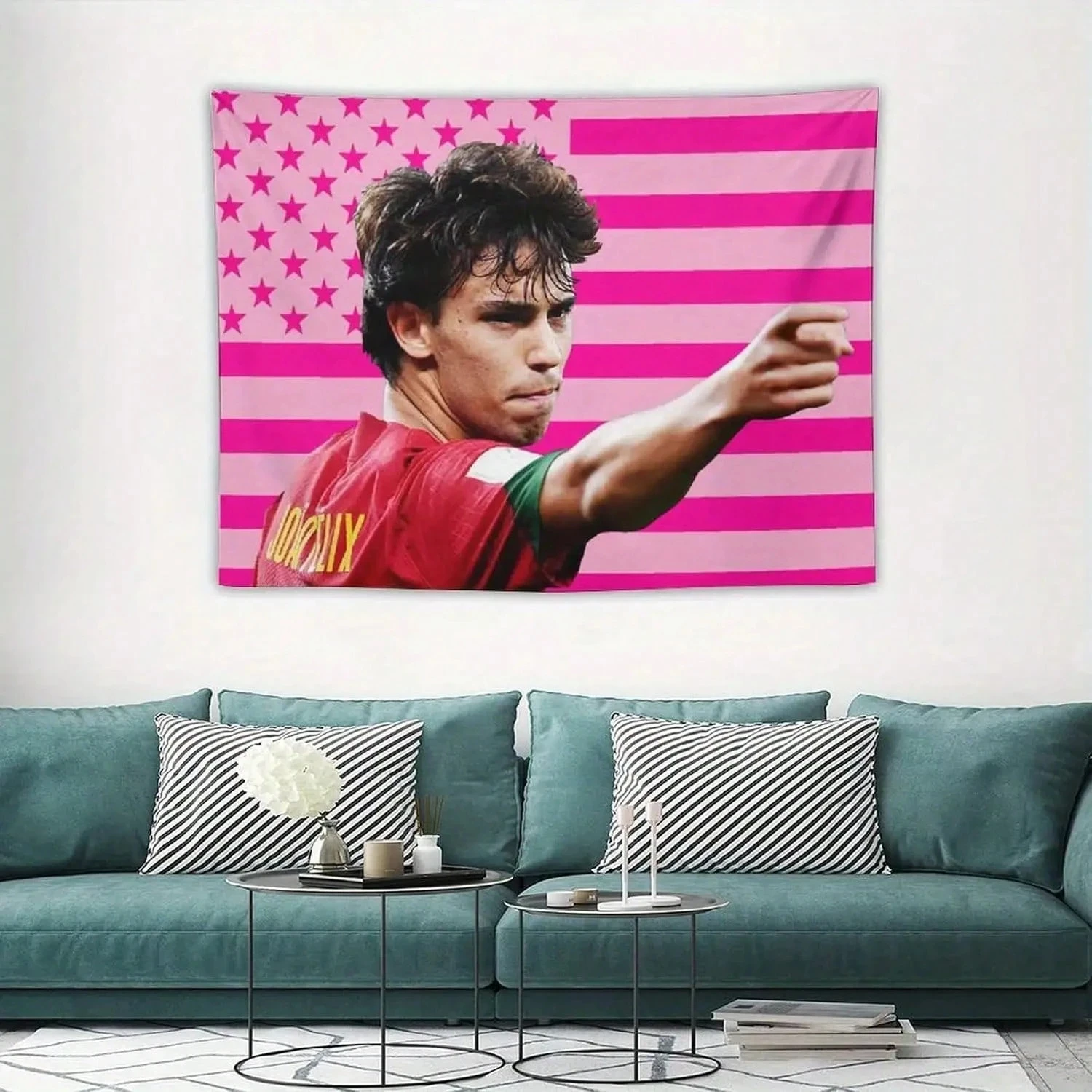 1pc Joao Celebrity American Pink Flag Tapestry, Multiple Sizes Polyester 2D Print, Bedroom Decor Rap Fan Gift