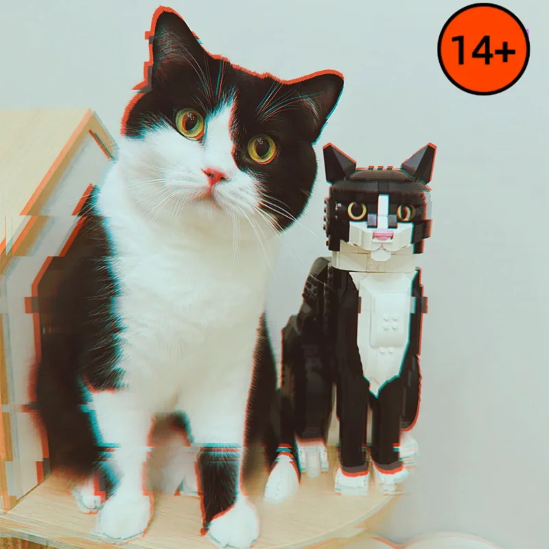 

IN STOCK 1710Pcs MOC-21349 Tuxedo Cat Building Blocks Creative Cartoon Animal Assembly DIY Educational Puzzle Toys Birthday Gift