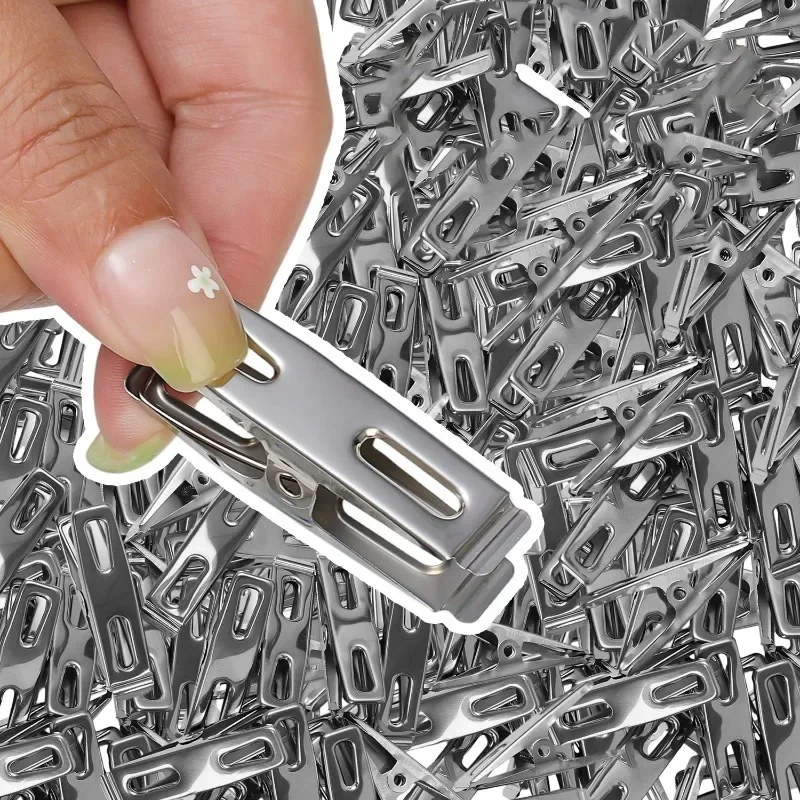 100/20PCS Non-Slip Clothes Pegs Stainless Steel Laundry Hanging Pins Drying Clothes Hanger Picture Clips Food Sealing Clamp