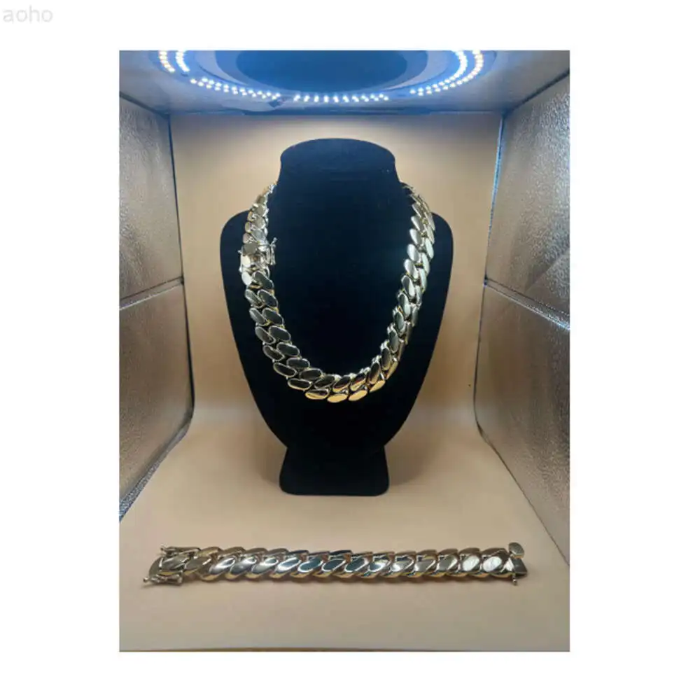 Cuban Link and Bracelet Set- 18k Gold Plated 7x-chunky Chain -big Bracelet - Gold -heavy - 800 Grams -perfect Gold