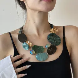 GuanLong-collares de cadena de colores Vintage para mujer, Gargantilla de lujo con colgante de múltiples capas, collar de babero, regalos para el día de la madre, Verano